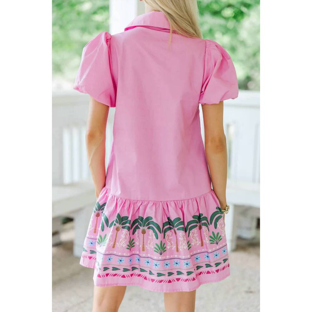 NEW TCEC talia tropical hem mini dress in pink - Picture 3 of 9
